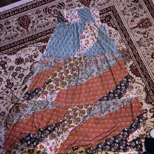 Boho Patchwork Maxi Skirt - Size M